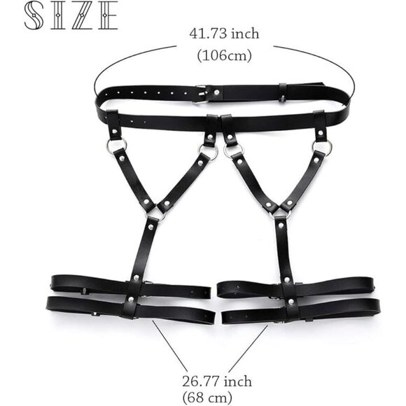Punk Leather Waist Chain Body Jewelry for Women Girls Festival Party